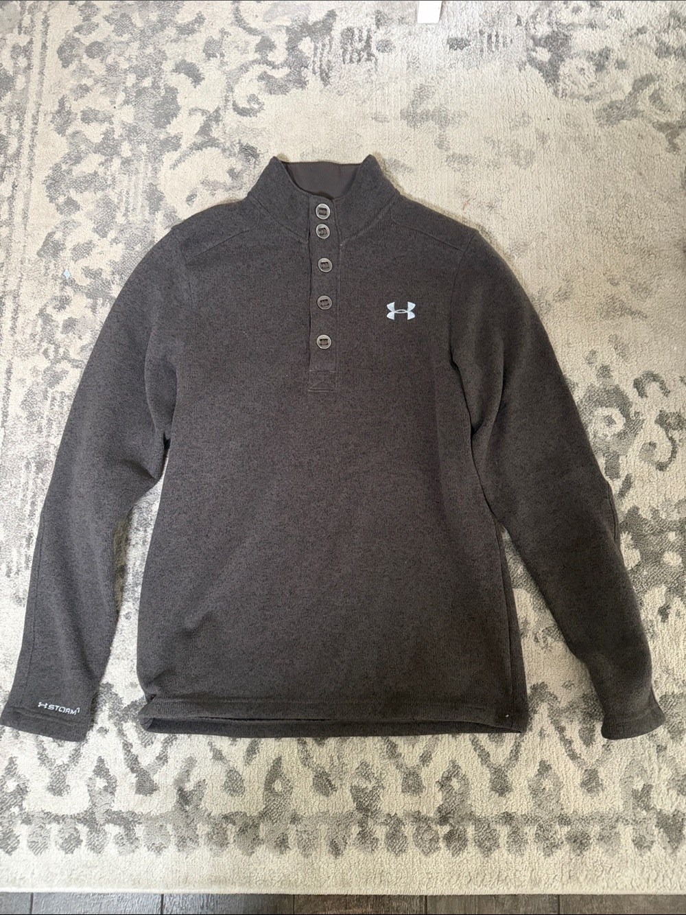 Under Armour Men's Dark Gray/Brown Quarter-Button Pullover Hoodie
